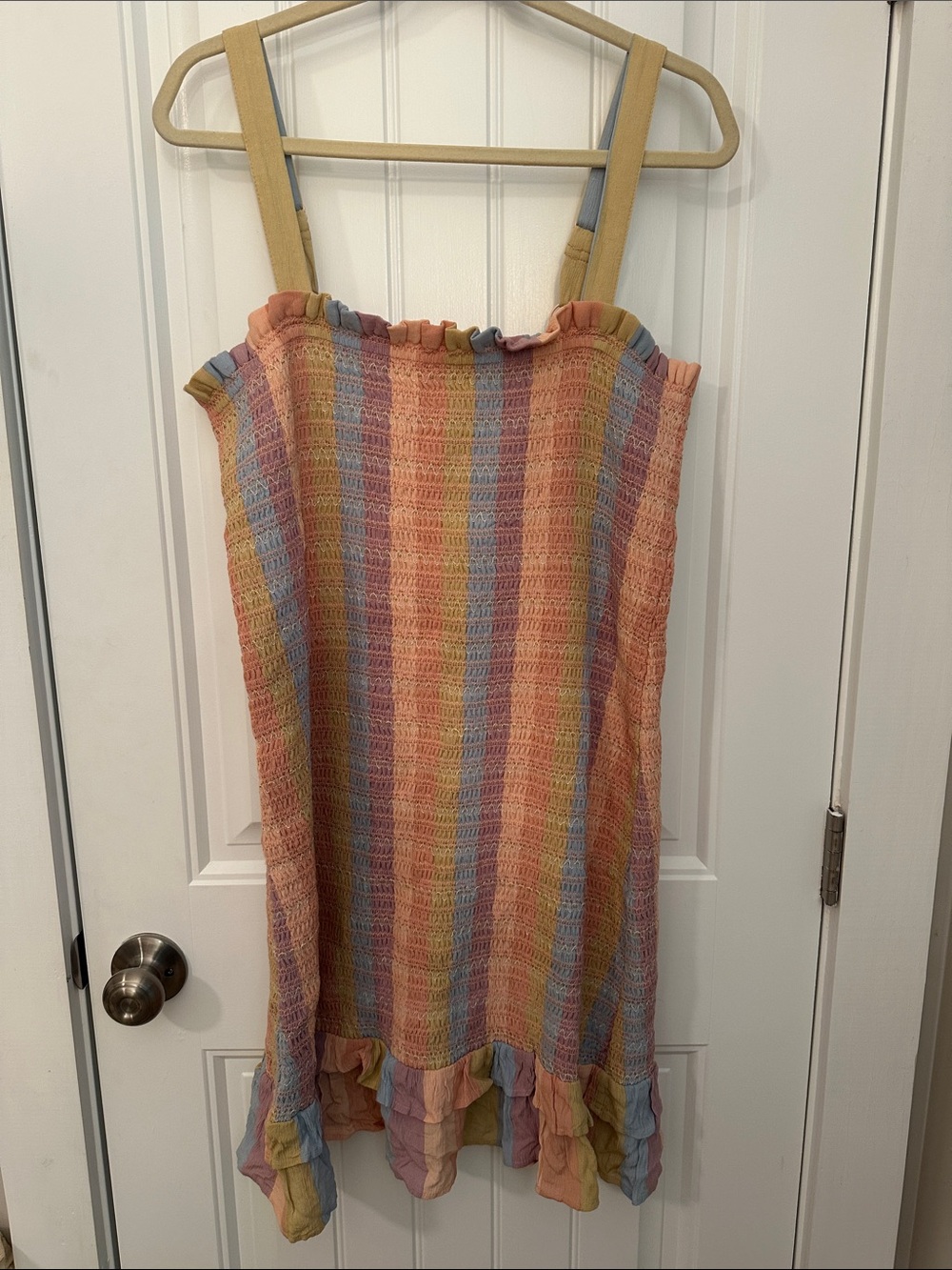 American Eagle Outfitters Pastel Striped Smocked Dress